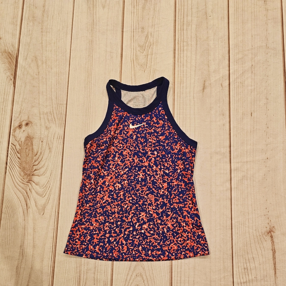 Nike orange, blue and white tank top.